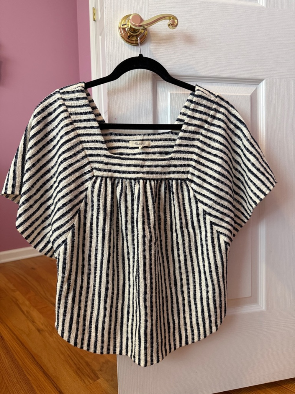 Madewell Black & White Striped Square-Neck Blouse